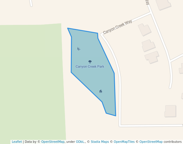 walking in Canyon Creek Park map in Galt