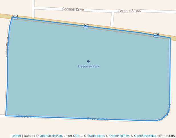 walking in Treadway Park map in West Liberty