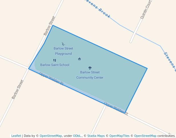walking in Barlow Street Community Center map in Saint Albans City