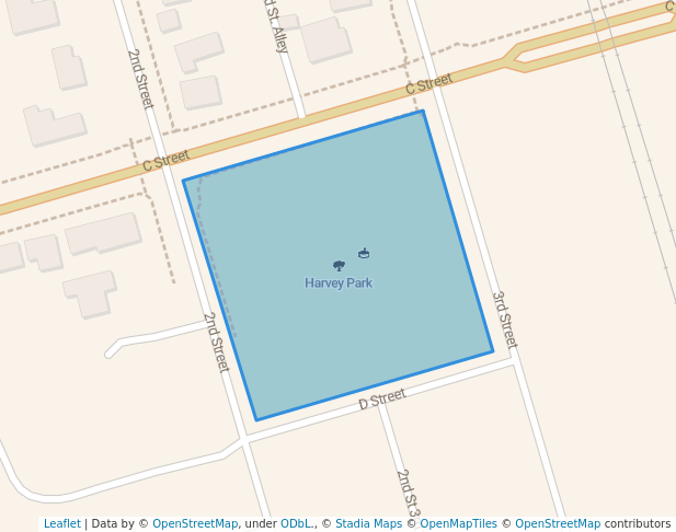 walking in Harvey Park map in Galt