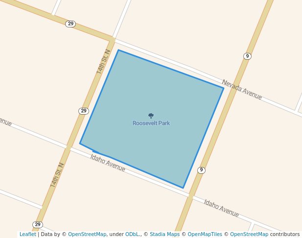 walking in Roosevelt Park map in Benson