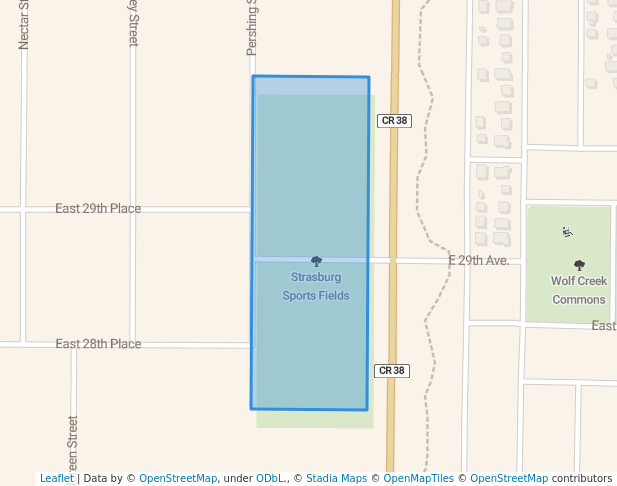 walking in Strasburg Sports Fields map in Strasburg