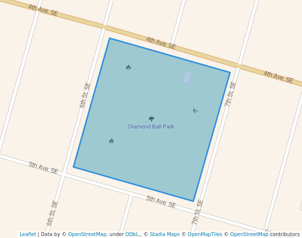 walking in Diamond Ball Park map in Watertown