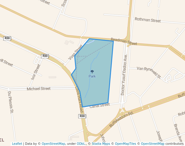 walking in Park map in Klerksdorp