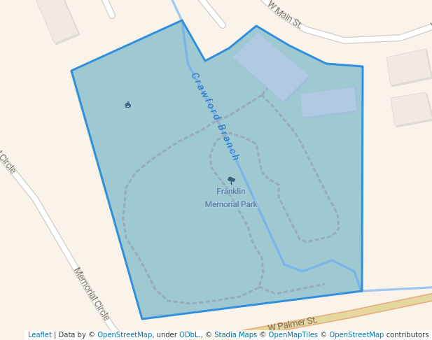walking in Franklin Memorial Park map in Franklin