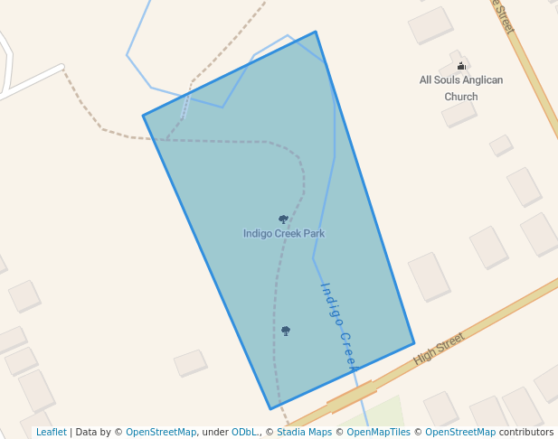 walking in Indigo Creek Park map in Barnawartha