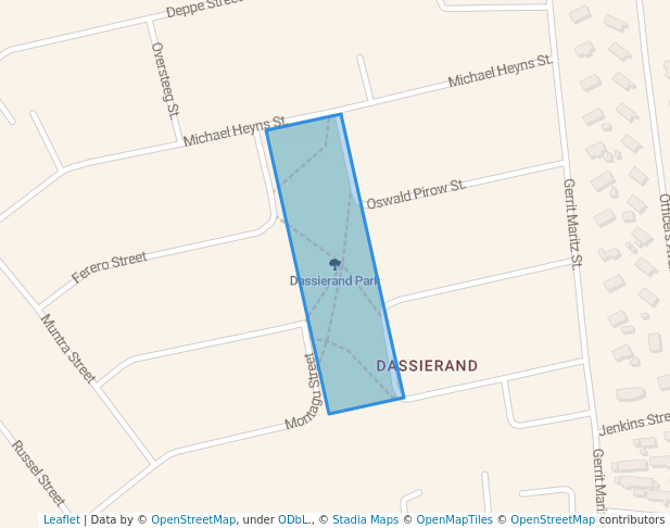 walking in Dassierand Park map in Potchefstroom