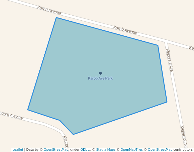 walking in Karob Ave Park map in Klerksdorp