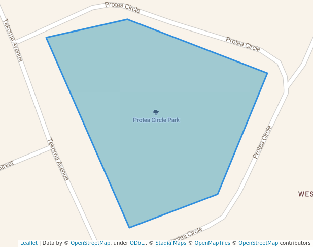 walking in Protea Circle Park map in Malmesbury