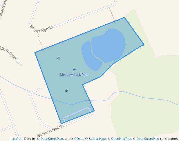 walking in Meadowcreek Park map in Ilderton