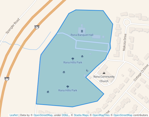 walking in Rona Hills Park map in Fairborn