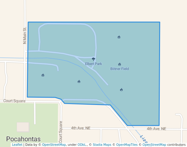 walking in Elbert Park map in Pocahontas