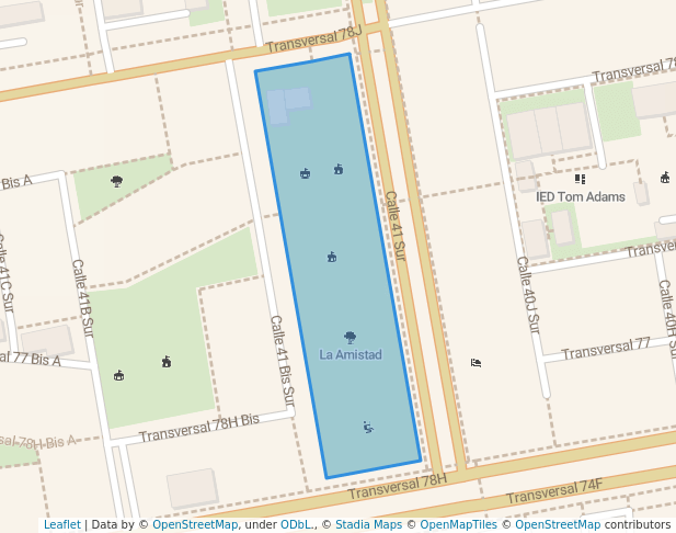 walking in La Amistad map in Bogotá