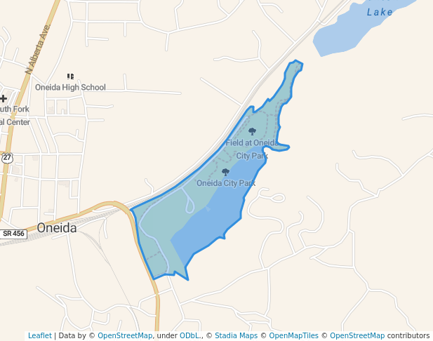 walking in Oneida City Park map in Oneida