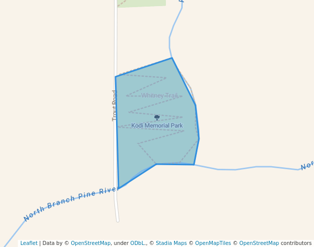 walking in Kodi Memorial Park map in Merrill