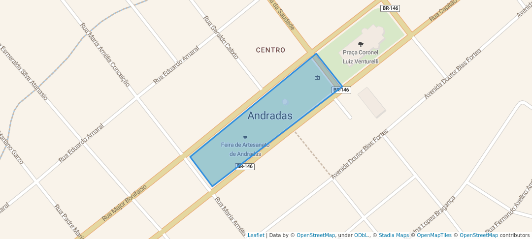 walking in Praça Doutor Alcides Mosconi map in Andradas