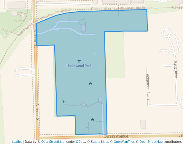 walking in Underwood Park map in Normal