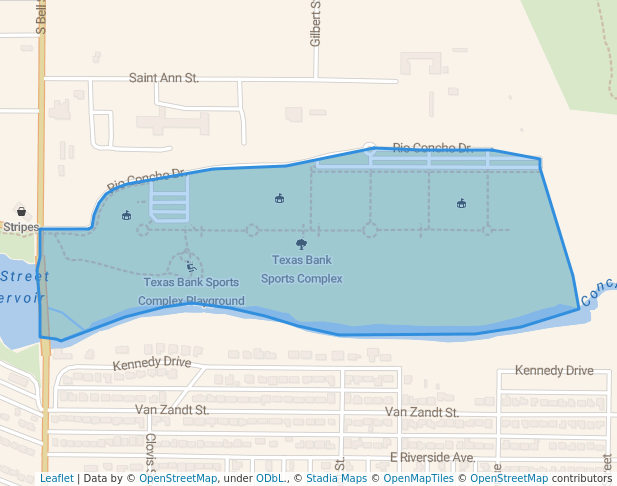 walking in Texas Bank Sports Complex map in San Angelo