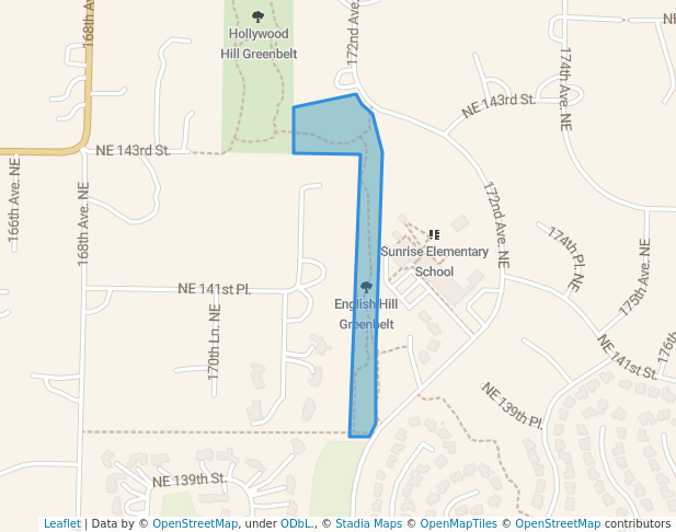 walking in English Hill Greenbelt map in Woodinville
