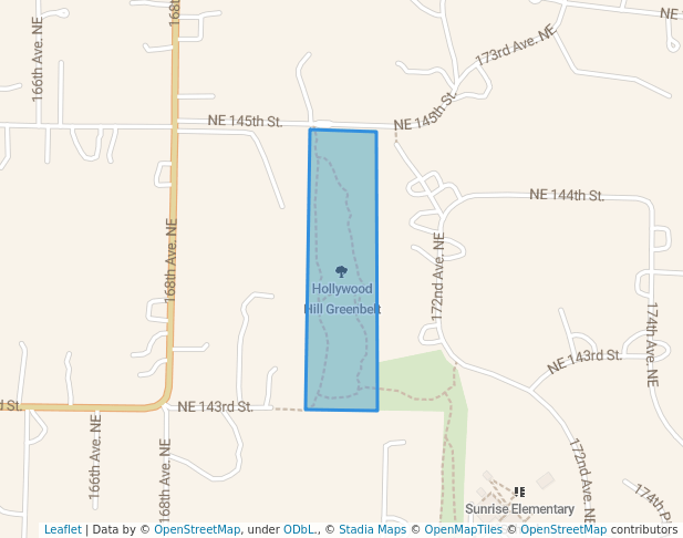 walking in Hollywood Hill Greenbelt map in Woodinville