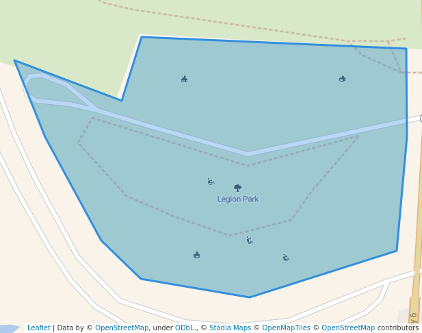 walking in Legion Park map in Mandan