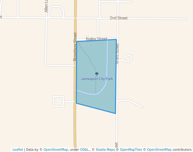 walking in Jamesport City Park map in Jamesport