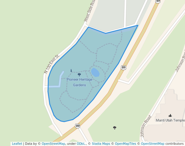 walking in Pioneer Heritage Gardens map in Manti