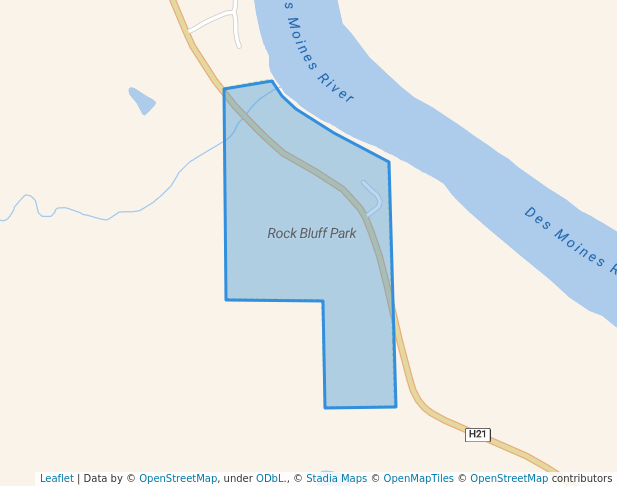 walking in Rock Bluff Park map in Ottumwa