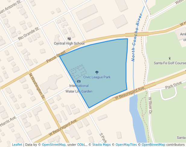 walking in Civic League Park map in San Angelo