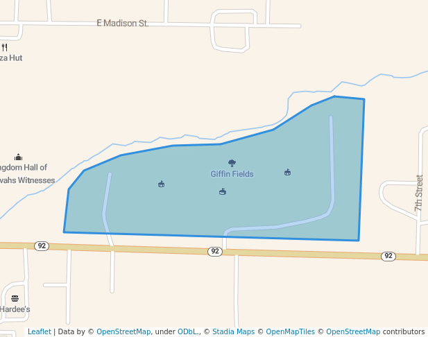 walking in Giffin Fields map in Winterset