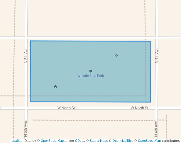 walking in Whistle Stop Park map in Winterset