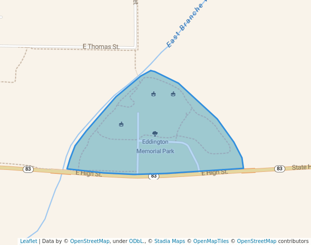 walking in Eddington Memorial Park map in Avoca