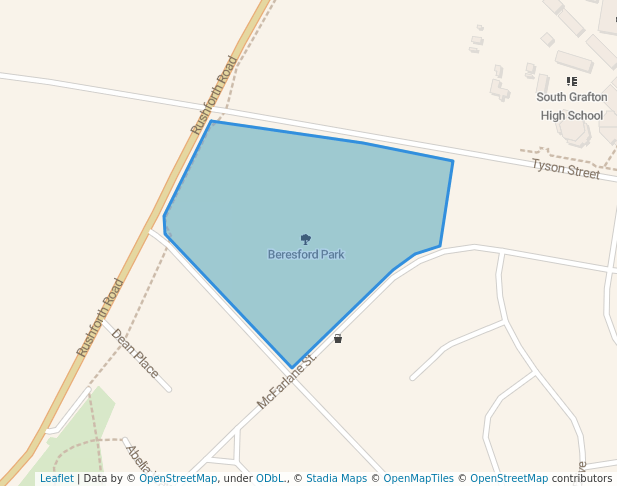 walking in Beresford Park map in South Grafton