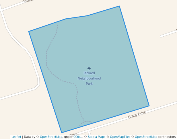 walking in Rickard Neighbourhood Park map in Newcastle