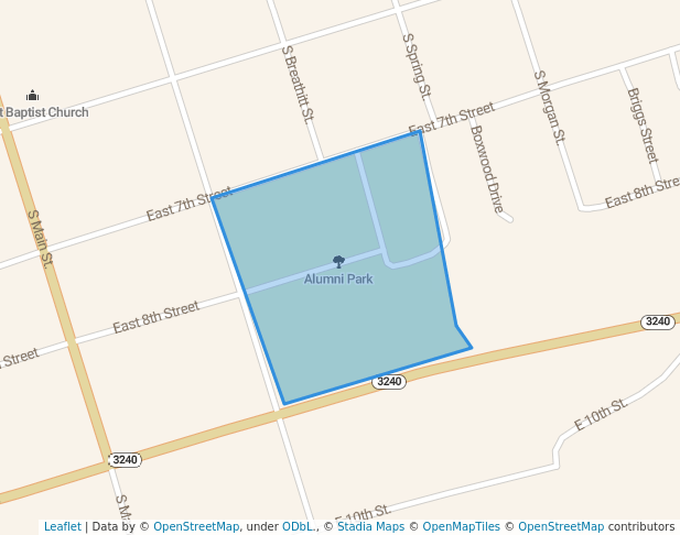 walking in Rhea Stadium map in Russellville
