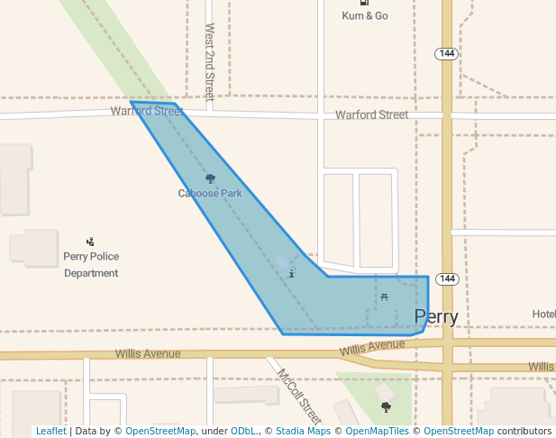 walking in Caboose Park map in Perry