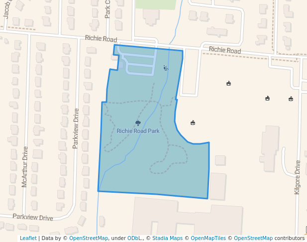 walking in Richie Road Park map in Cabot