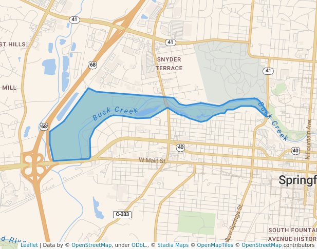 walking in Snyder Park map in Springfield