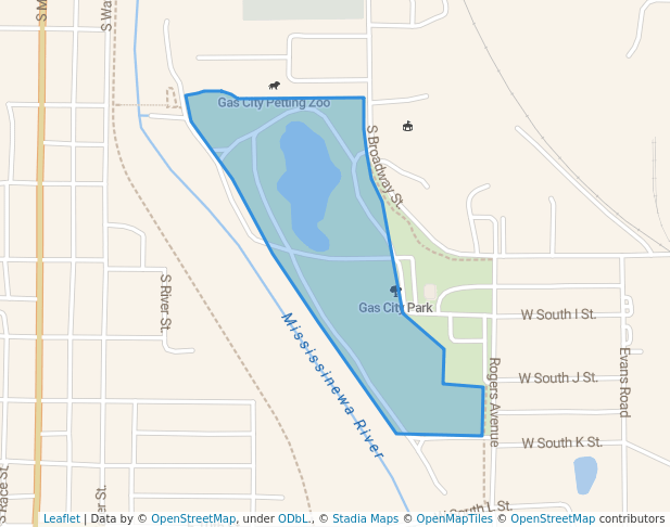 walking in Gas City Park map in Gas City