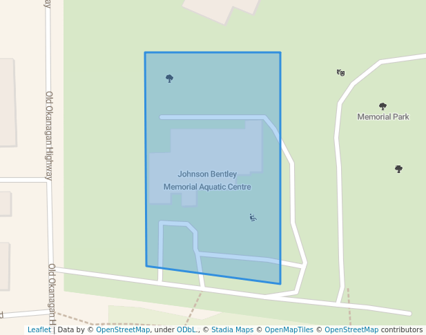 walking in Johnson-Bentley Memorial Aquatic Centre map in West Kelowna