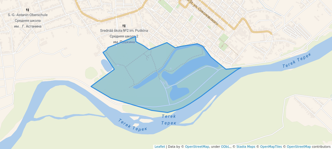 walking in Парк Победы map in Mozdok