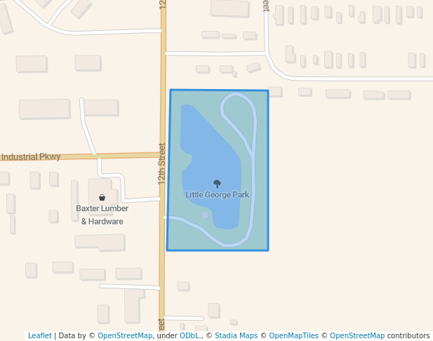 walking in Little George Park map in Harlan