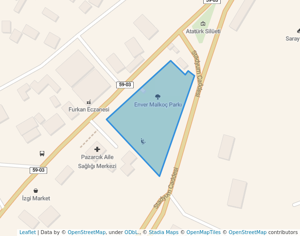 walking in Enver Malkoç Parkı map in Saray