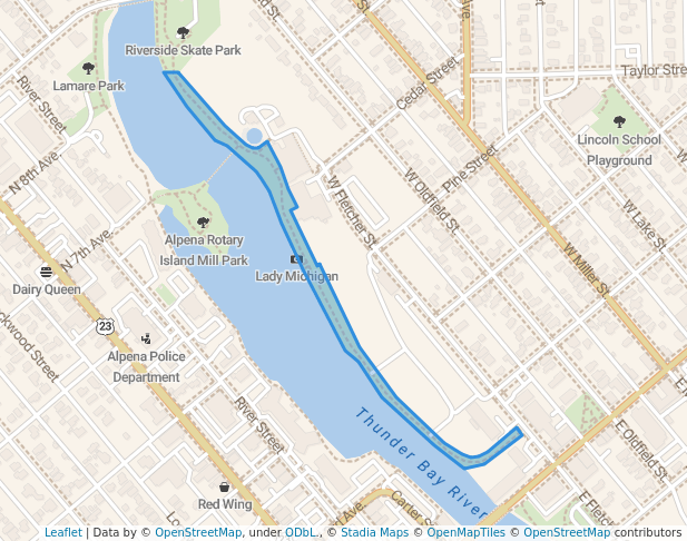 walking in Great Lakes Maritime Heritage Trail map in Alpena