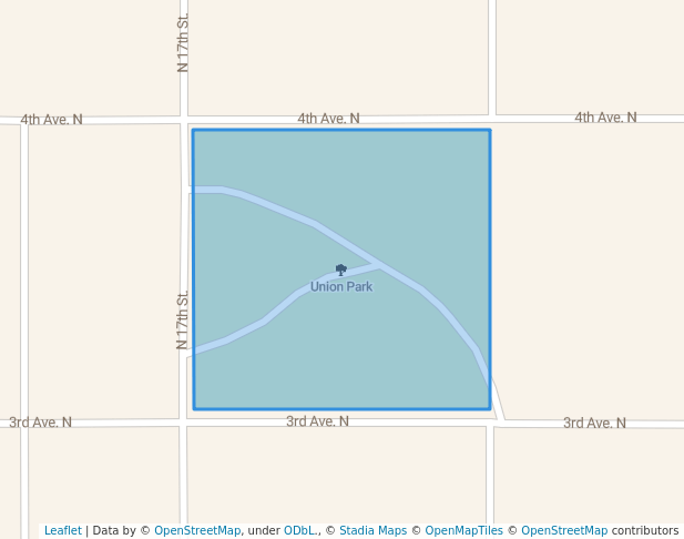 walking in Union Park map in Denison