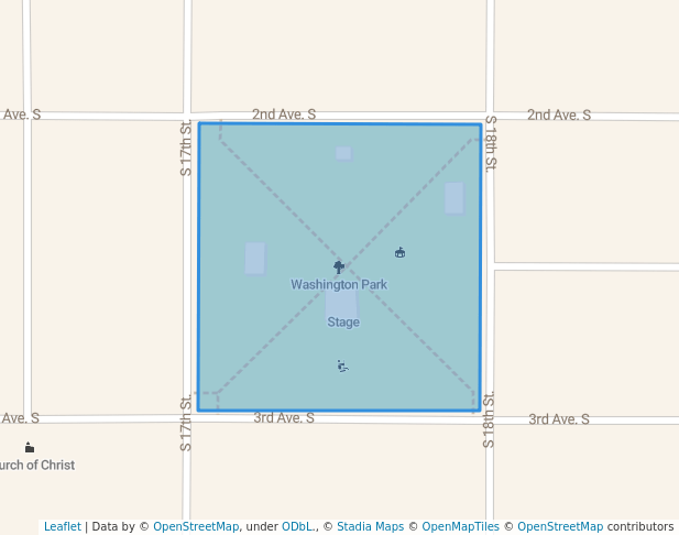walking in Washington Park map in Denison