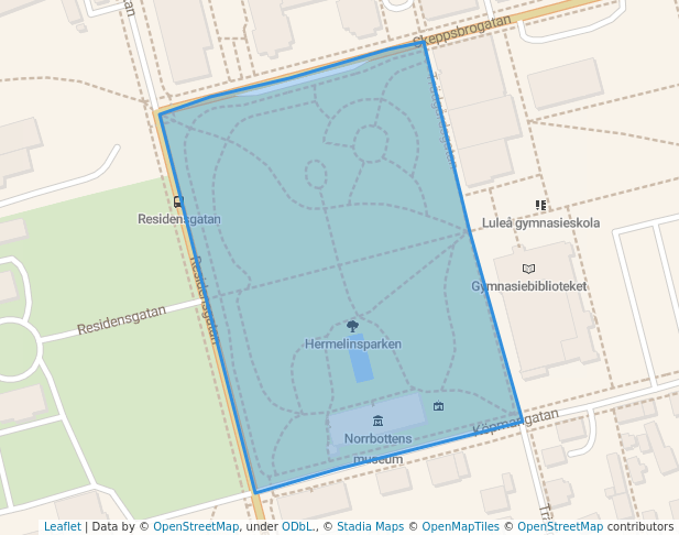 walking in Hermelinsparken map in Luleå