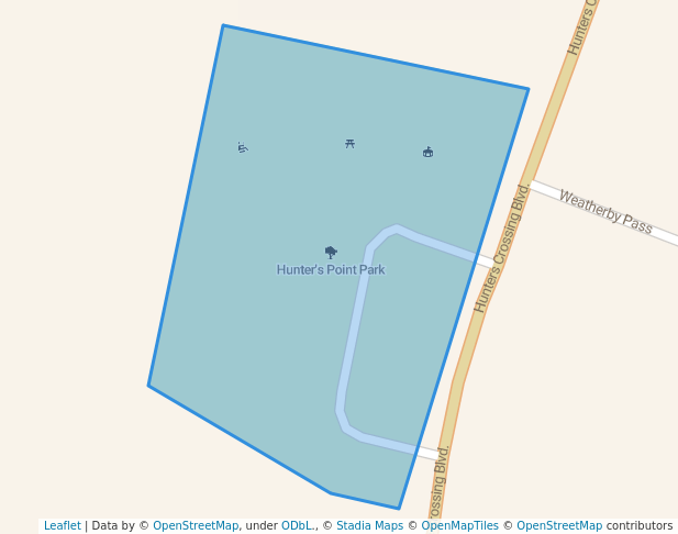 walking in Hunter's Point Park map in Bastrop