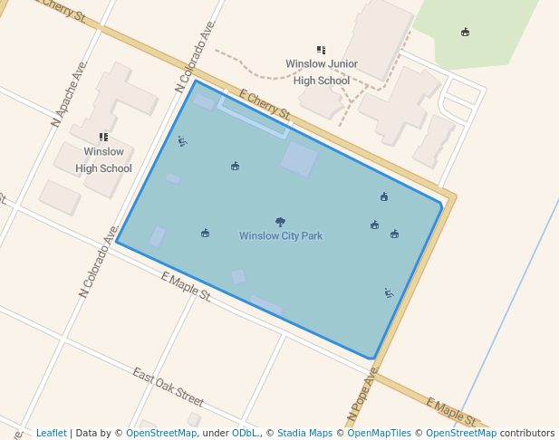walking in Winslow City Park map in Winslow
