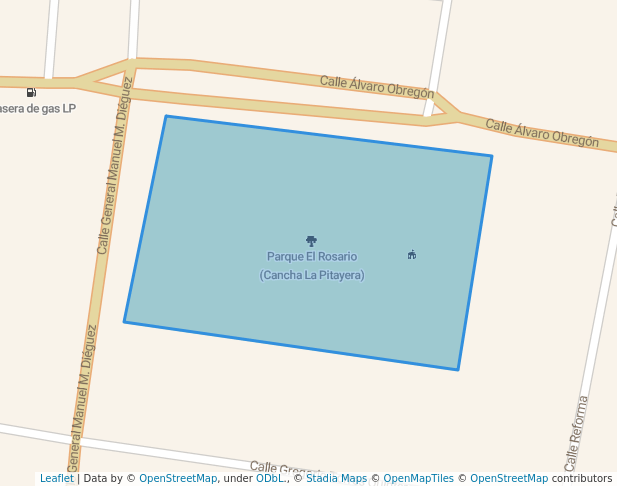 walking in Parque El Rosario (Cancha La Pitayera) map in Tonalá